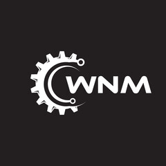 WNM letter technology logo design on black background. WNM creative initials letter IT logo concept. WNM setting shape design.
