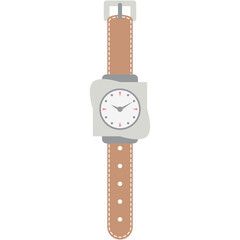 wristwatch analog classic brown leather strap watch