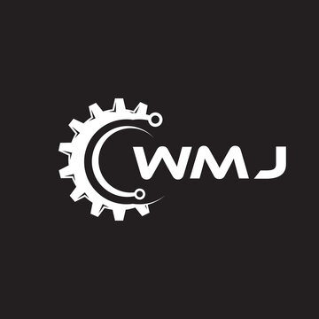WMJ letter technology logo design on black background. WMJ creative initials letter IT logo concept. WMJ setting shape design.
