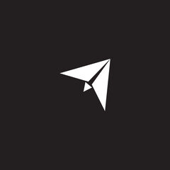White paper airplane on a black background