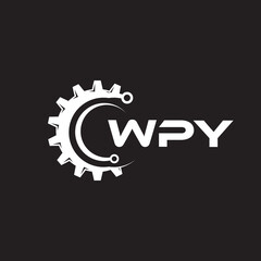 WQY letter technology logo design on black background. WQY creative initials letter IT logo concept. WQY setting shape design.

