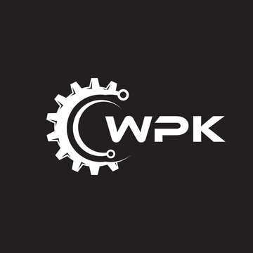 WPK letter technology logo design on black background. WPK creative initials letter IT logo concept. WPK setting shape design.
