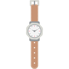 wristwatch analog classic brown leather strap watch