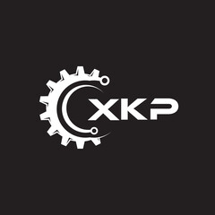 XKP letter technology logo design on black background. XKP creative initials letter IT logo concept. XKP setting shape design.
