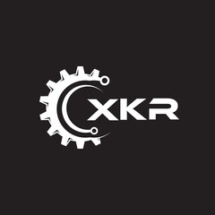 XKR letter technology logo design on black background. XKR creative initials letter IT logo concept. XKR setting shape design.
