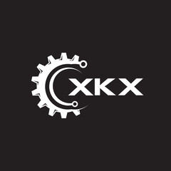 XKX letter technology logo design on black background. XKX creative initials letter IT logo concept. XKX setting shape design.
