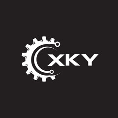 XKY letter technology logo design on black background. XKY creative initials letter IT logo concept. XKY setting shape design.
