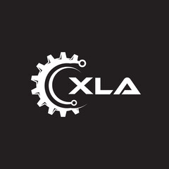 XLA letter technology logo design on black background. XLA creative initials letter IT logo concept. XLA setting shape design.
