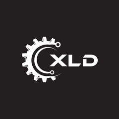 XLD letter technology logo design on black background. XLD creative initials letter IT logo concept. XLD setting shape design.
