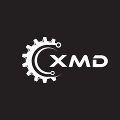 XMD letter technology logo design on black background. XMD creative initials letter IT logo concept. XMD setting shape design.
