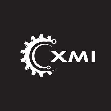 XMI letter technology logo design on black background. XMI creative initials letter IT logo concept. XMI setting shape design.
