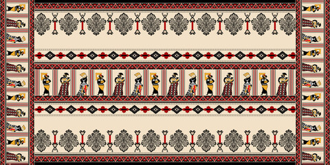 Indian traditional dupatta design with African art for digital printing