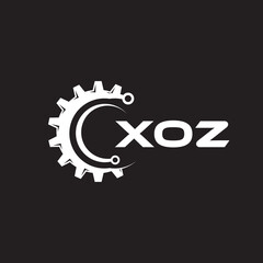 XOZ letter technology logo design on black background. XOZ creative initials letter IT logo concept. XOZ setting shape design.
