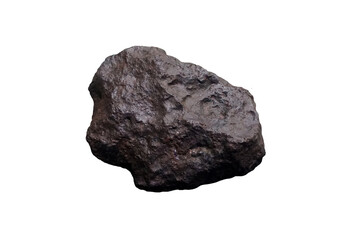 A specimen of Campo del Cielo iron meteorite cut out isolated on white background.