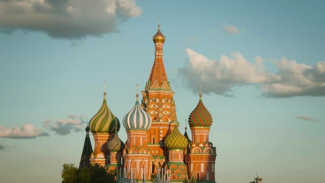 Hyper lapse St. Basil's Cathedral, Red Square of Moscow, Russia