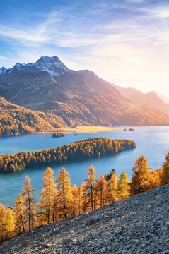Silsersee im Engadin im Herbst