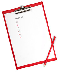 Checklist clipboard pencil isolated plan organization paper