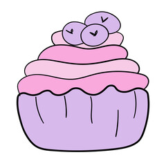 cupcake drawing with colorful illustrations, yummy dessert, delectable