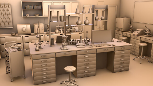Chemical laboratory, 3D illustration