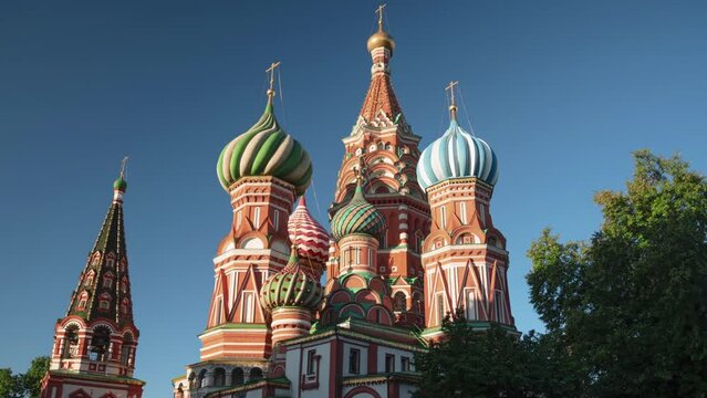 Hyper lapse St. Basil's Cathedral, Red Square of Moscow, Russia