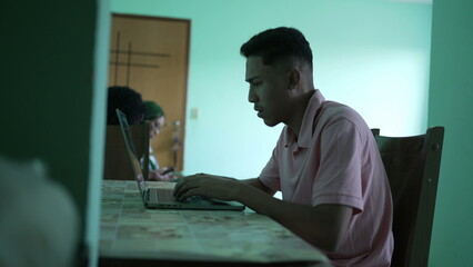 One young south american person using computer