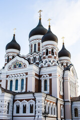 Fototapeta na wymiar The famous and beautiful St. Alexander Nevsky Cathedral in Tallinn, Old Town, Estonia