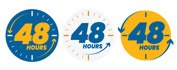 48 hour Protection. 48 hours icon. 48 hour logo. forty eight hour sign. blue and gold Vector illustration	