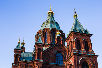 Fototapeta na wymiar The amazing Uspenski Cathedral in Helsinki, Finland