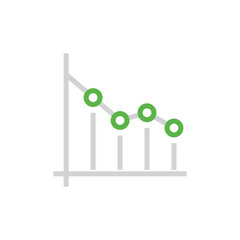 Decrease chart, drop graph icon vector in flat style