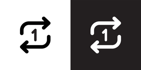 Repeat song icon vector. Music media player elements in round shape