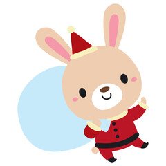 クリスマス動物サンタイラスト/うさぎ01