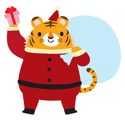 クリスマス動物サンタイラスト/トラ02