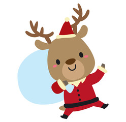 クリスマス動物サンタイラスト/トナカイ01