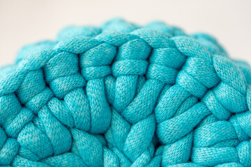 a rack of beautiful colourful balls of yarn for needlework. Colourful background for handicraft poster, sustainable lifestyle advertisement, place for text