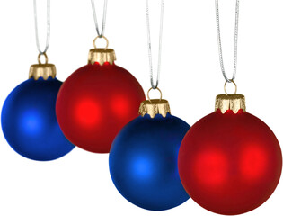 Shiny decorative Christmas balls on white background