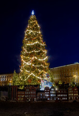 Fototapeta na wymiar New Year's illumination on the streets of St. Petersburg.