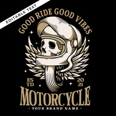 the skull head uses the classic motorcycle helmet