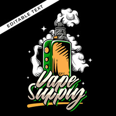 vape logo illustration with editable text 