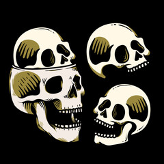 hand drawn skull head vector illustration