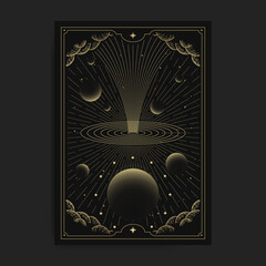 Dark hole in space filled with planets and stars © ekosuwandono