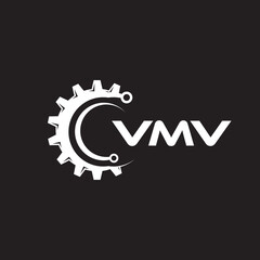 WMV letter technology logo design on black background. WMV creative initials letter IT logo concept. WMV setting shape design.
