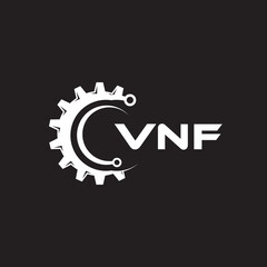 WNF letter technology logo design on black background. WNF creative initials letter IT logo concept. WNF setting shape design.
