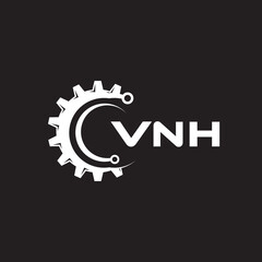 WNH letter technology logo design on black background. WNH creative initials letter IT logo concept. WNH setting shape design.
