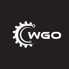 WGO letter technology logo design on black background. WGO creative initials letter IT logo concept. WGO setting shape design.
