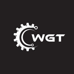 WGT letter technology logo design on black background. WGT creative initials letter IT logo concept. WGT setting shape design.
