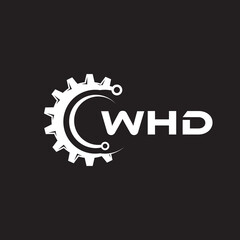 WHD letter technology logo design on black background. WHD creative initials letter IT logo concept. WHD setting shape design.
