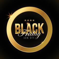 golden black Friday badge design sale, Glossy gold badge design, Black Friday sale design background