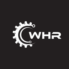 WHR letter technology logo design on black background. WHR creative initials letter IT logo concept. WHR setting shape design.
