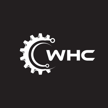 WHC letter technology logo design on black background. WHC creative initials letter IT logo concept. WHC setting shape design.
