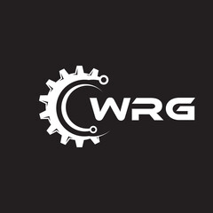 WRG letter technology logo design on black background. WRG creative initials letter IT logo concept. WRG setting shape design.
